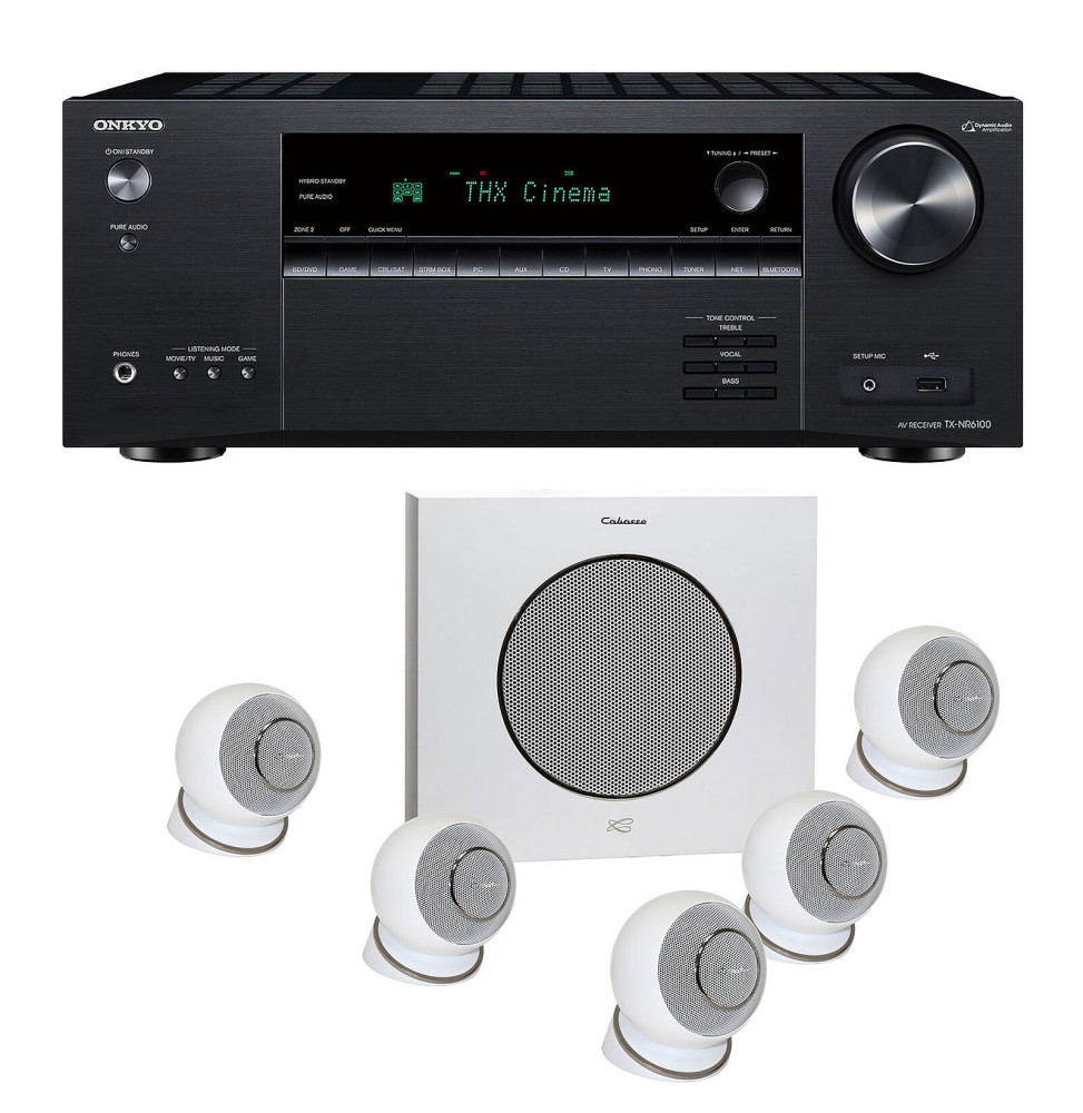 Onkyo TX-NR6100B Noir + Cabasse Eole 4 Blanc Pack enceintes 5.1
