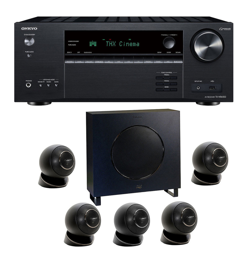 Onkyo TX-NR6100B Noir + Cabasse Eole 4 Noir Pack enceintes 5.1