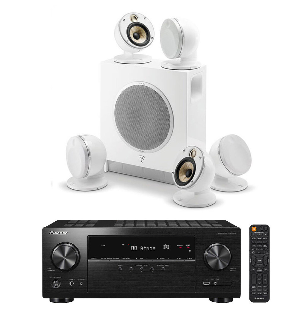Pioneer VSX-935 Noir + Focal Dôme Flax Pack 5.1 Blanc