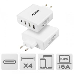 Akashi Chargeur Secteur 60W 6A USB-C + 3x USB-A — image 2