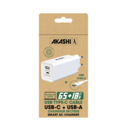 Akashi Pack Chargeur Secteur GaN 83W USB-C + USB-A