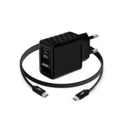 Akashi Chargeur Secteur 20W USB-A Quick Charge 3.0 Noir + Câble USB-C