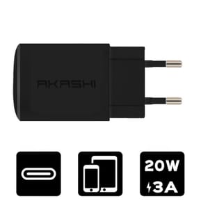 Akashi Chargeur secteur intelligent 3A USB-C 20W Noir — image 2