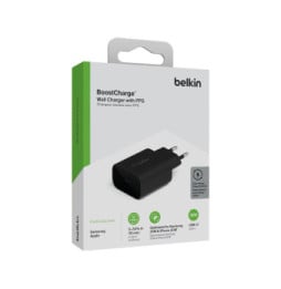 Belkin Chargeur Secteur USB-C 25 W pour iPhone (20 W) et Samsung (25 W) (Noir)