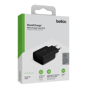 Belkin Chargeur Secteur USB-C 25 W pour iPhone (20 W) et Samsung (25 W) (Noir)