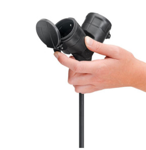 Goobay Câble Rallonge électrique double pour l'extérieur - 10 mètres - Noir