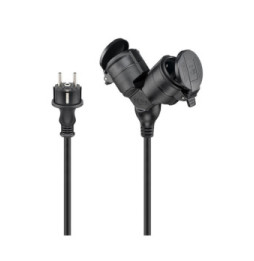 Goobay Câble Rallonge électrique double pour l'extérieur - 25 mètres - Noir