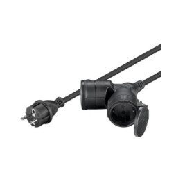 Goobay Câble Rallonge électrique double pour l'extérieur - 25 mètres - Noir