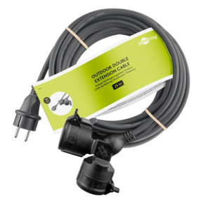 Goobay Câble Rallonge électrique double pour l'extérieur - 25 mètres - Noir