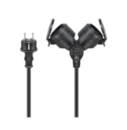 Goobay Câble Rallonge électrique double pour l'extérieur - 5 mètres - Noir