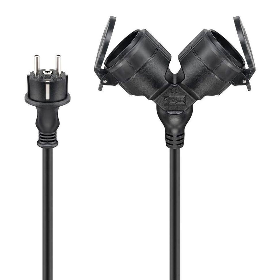 Goobay Câble Rallonge électrique double pour l'extérieur - 5 mètres - Noir — image 2
