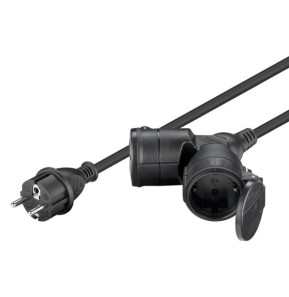 Goobay Câble Rallonge électrique double pour l'extérieur - 5 mètres - Noir