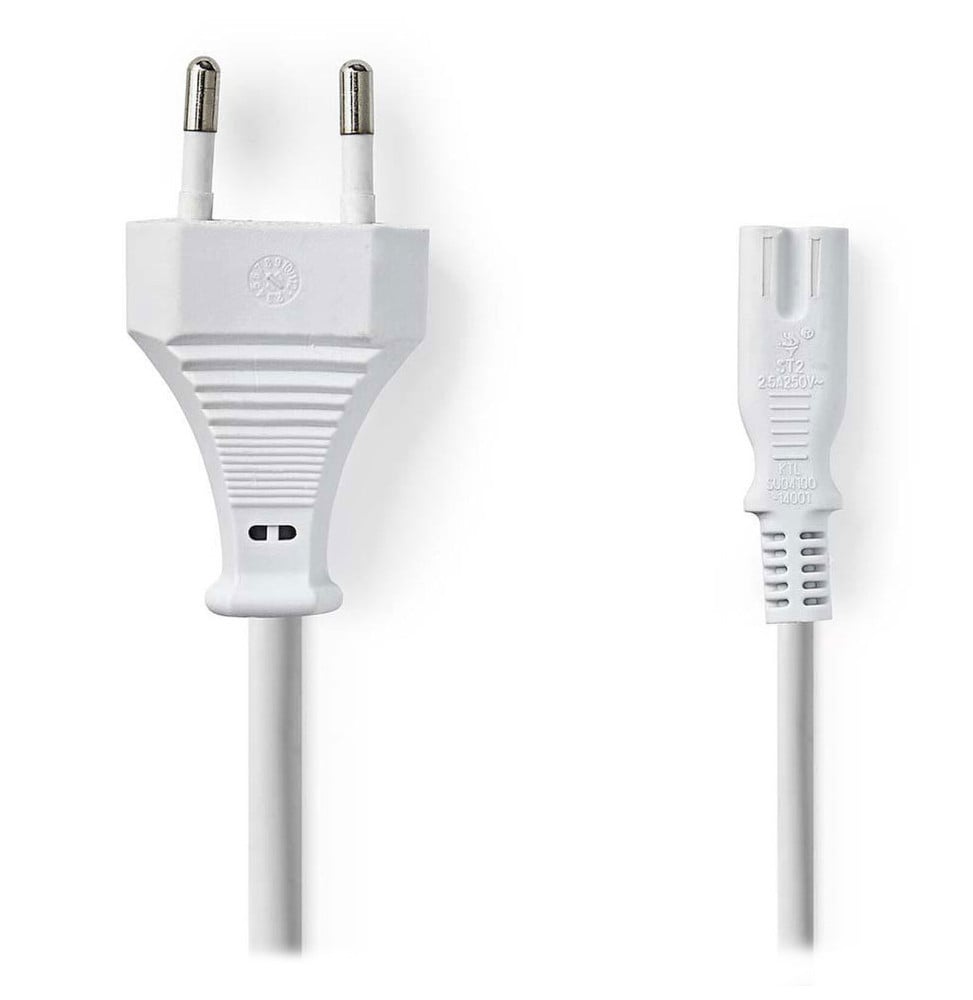 Nedis Câble d'alimentation bipolaire C7 blanc - 2 mètres