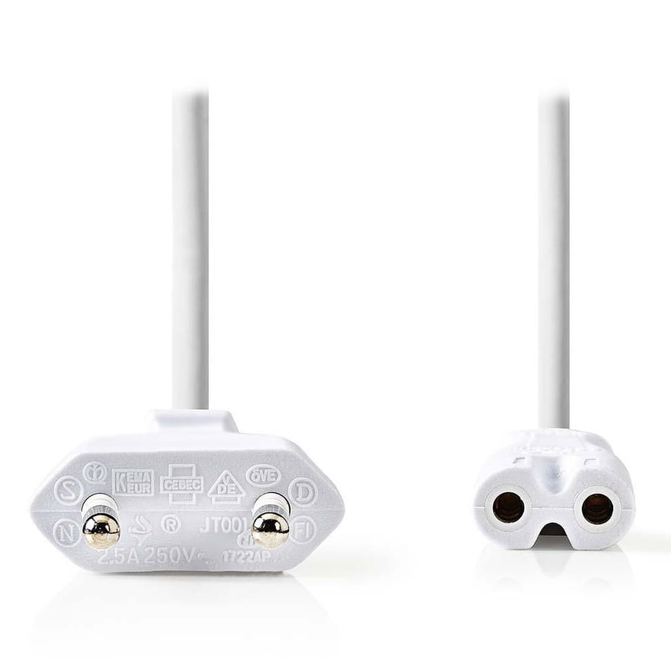 Nedis Câble d'alimentation bipolaire C7 blanc - 2 mètres — image 2