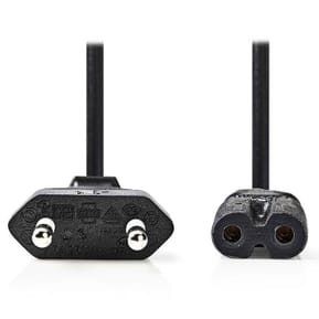 Nedis Câble d'alimentation bipolaire C7 noir - 2 mètres — image 2