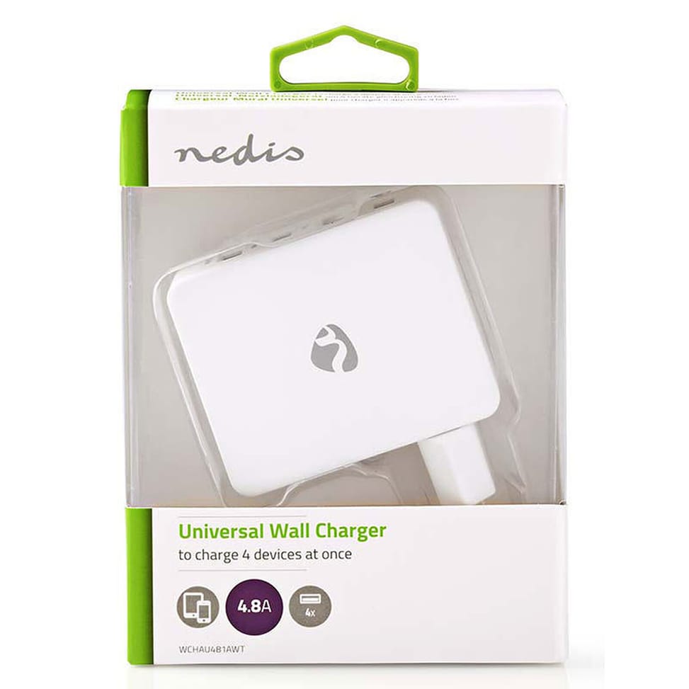 Nedis Chargeur mural USB avec 4 sorties USB-A - Blanc — image 3