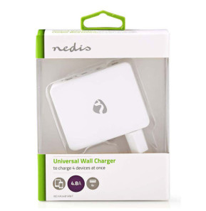 Nedis Chargeur mural USB avec 4 sorties USB-A - Blanc