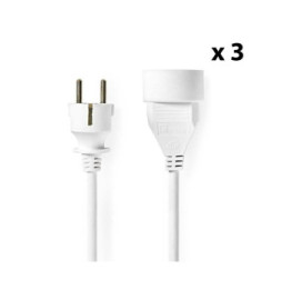 Nedis Lot de 3 rallonges électriques droites blanches - 3 mètres