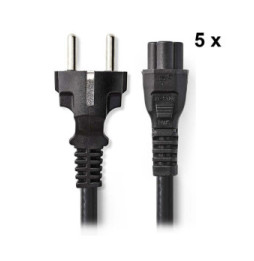Nedis Lot de 5x Câbles alimentation tripolaire noir - 2 mètres