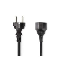 Nedis Rallonge électrique droite noire - 2 mètres