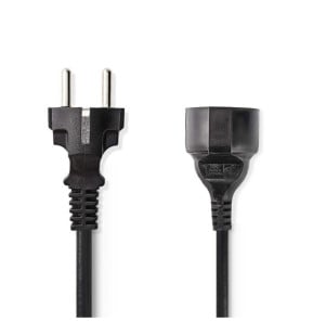 Nedis Rallonge électrique droite noire - 2 mètres