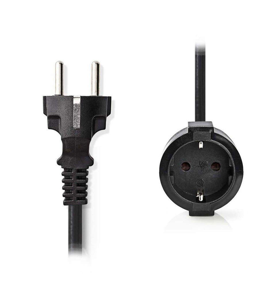 Nedis Rallonge électrique droite noire - 5 mètres