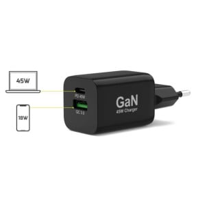 PORT Connect Chargeur Secteur Combo 45W USB-C Power Delivery / USB-A