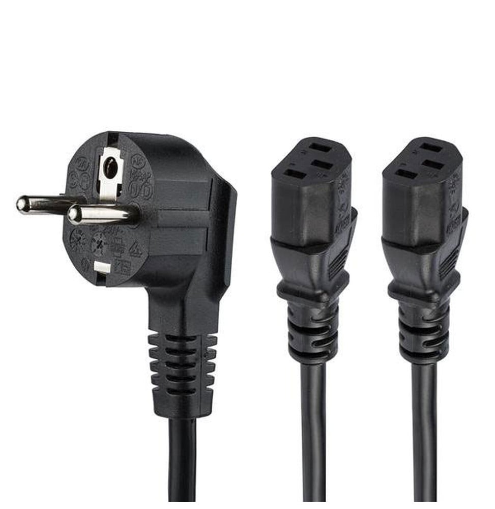 StarTech.com Cordon d'alimentation PC en Y de 2 m avec prise Schuko vers C13, 10A 250V, 18AWG