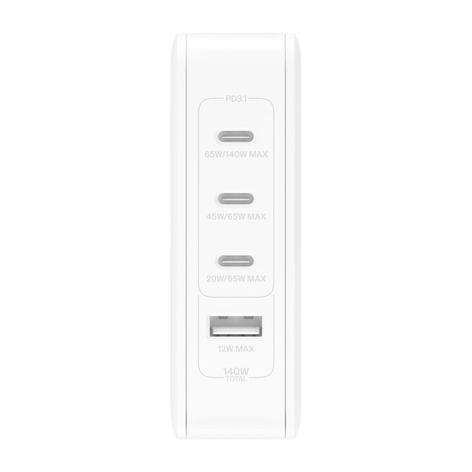 Belkin Belkin Chargeur Secteur 140W avec 4 sorties (3 x USB-C et 1 USB-A) (Blanc) — image 3