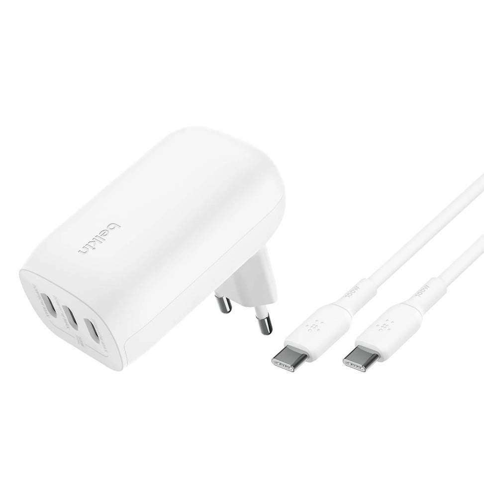 Belkin Chargeur USB-C 67W avec 3 ports USBC pour PC et téléphone