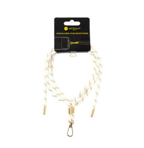ARTEFAKT Bandoulière pour Smartphone Universelle avec Système de Fixation sur Coque Blanc