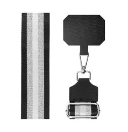 Avizar Bandoulière collection Lines Noir et Argent pour Sac et Smartphone