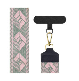 Avizar Bandoulière de Téléphone, Collection Ethnik Khaki Bogolan Vert Kaki / Rose
