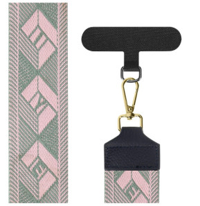 Avizar Bandoulière de Téléphone, Collection Ethnik Khaki Bogolan Vert Kaki / Rose