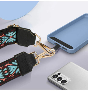 Avizar Bandoulière de Téléphone, Collection Ethnik Lake Blue Noir