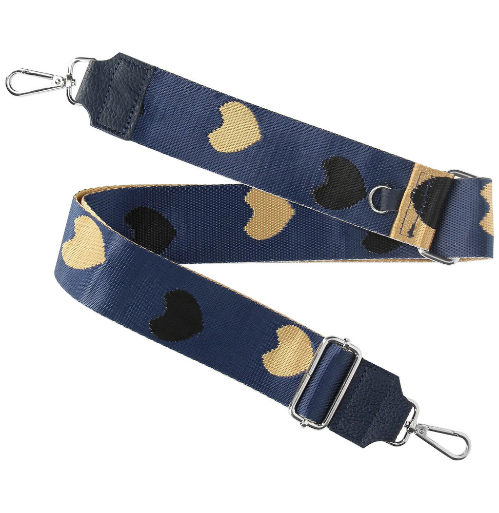 Avizar Bandoulière modèle Motif Coeur Bleu Nuit pour Sac et Smartphone