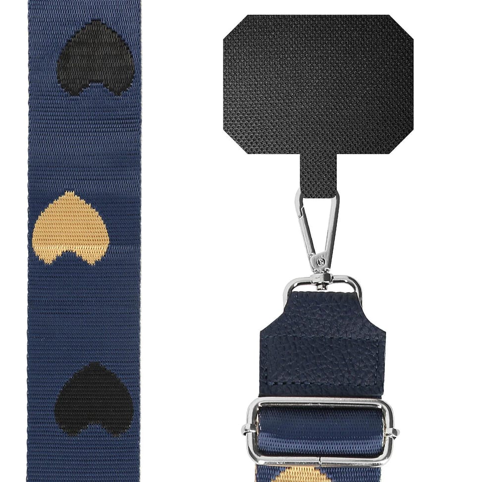 Avizar Bandoulière modèle Motif Coeur Bleu Nuit pour Sac et Smartphone — image 2