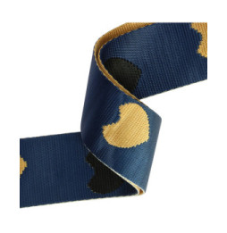 Avizar Bandoulière modèle Motif Coeur Bleu Nuit pour Sac et Smartphone