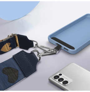 Avizar Bandoulière modèle Motif Coeur Bleu Nuit pour Sac et Smartphone