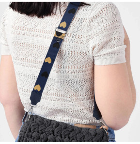 Avizar Bandoulière modèle Motif Coeur Bleu Nuit pour Sac et Smartphone