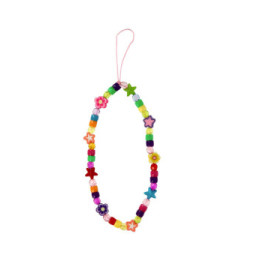 Avizar Bijou de Téléphone 25 cm Perles Fleurs et Étoiles Pratique Multicolore