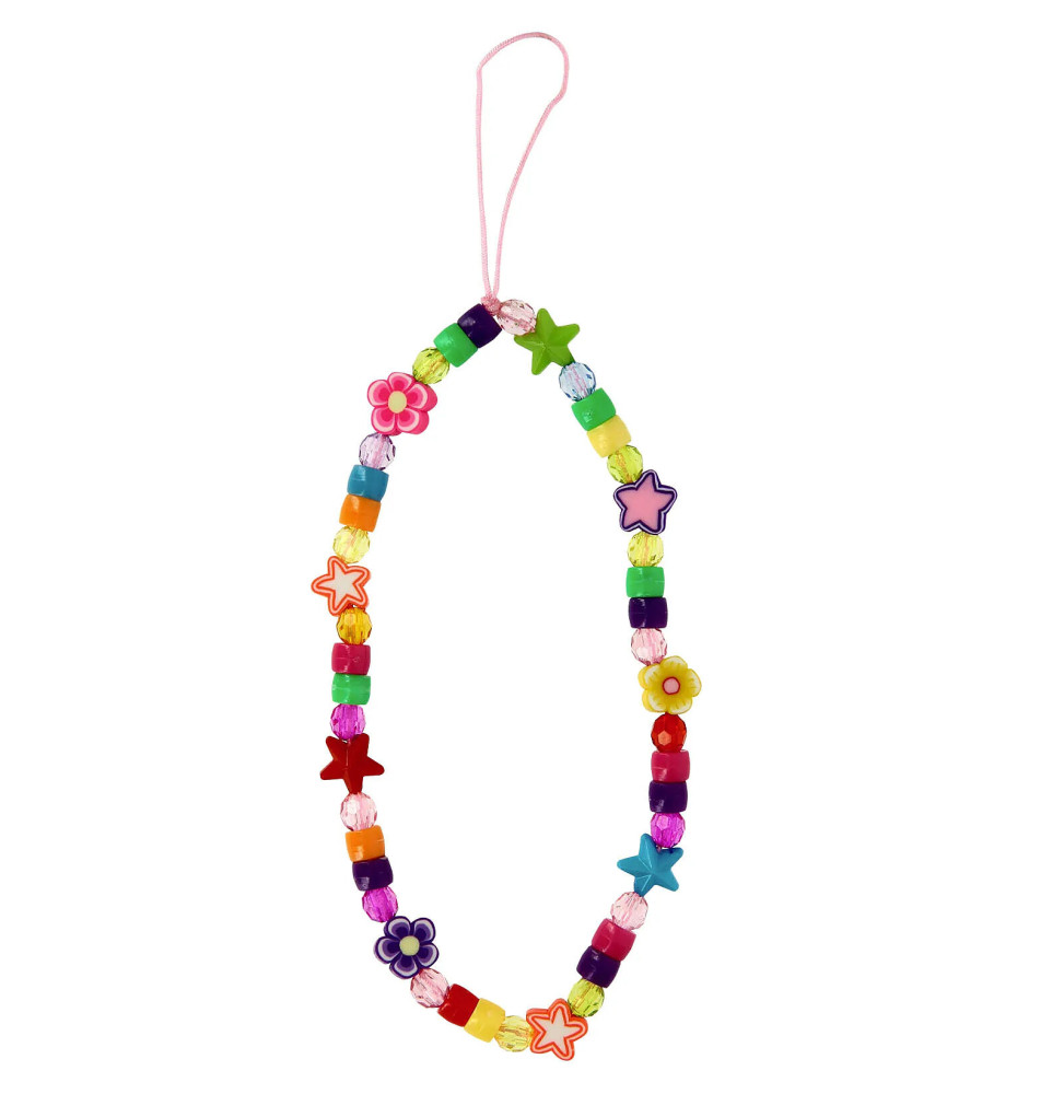 Avizar Bijou de Téléphone 25 cm Perles Fleurs et Étoiles Pratique Multicolore