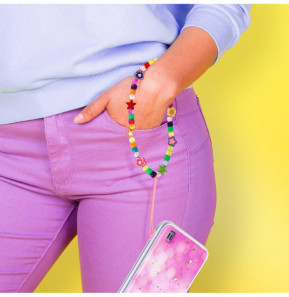 Avizar Bijou de Téléphone 25 cm Perles Fleurs et Étoiles Pratique Multicolore