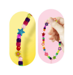 Avizar Bijou de Téléphone 25 cm Perles Fleurs et Étoiles Pratique Multicolore