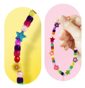 Avizar Bijou de Téléphone 25 cm Perles Fleurs et Étoiles Pratique Multicolore