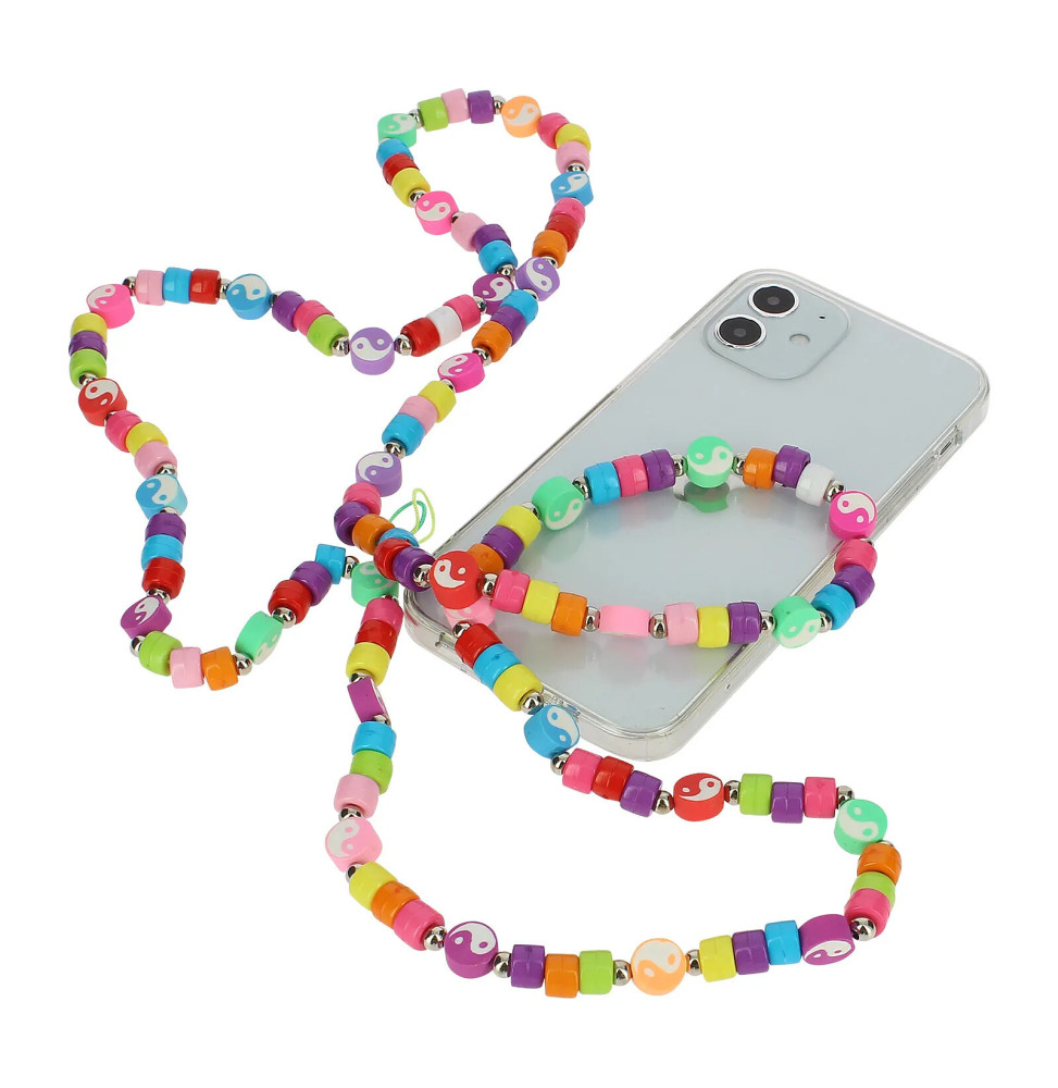 Avizar Bijou de Téléphone à Perles & Yin et Yang 110cm Collection Perla Multicolore