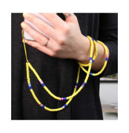 Avizar Bijou de Téléphone à Perles Heishi 110cm Collection Heishi Jaune