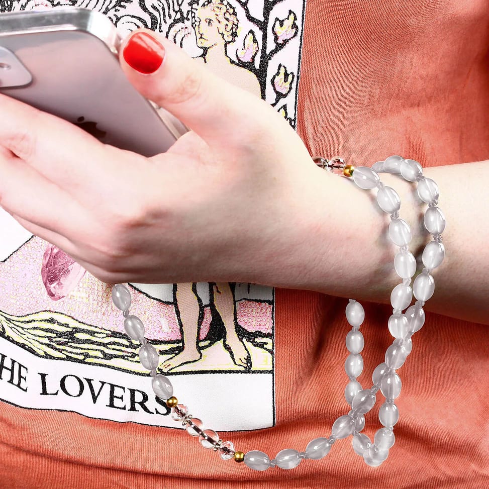 Avizar Bijou de Téléphone à Perles Ovales et Cœur 80cm Collection Romeo Transparent — image 5