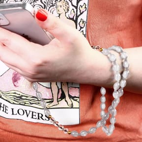 Avizar Bijou de Téléphone à Perles Ovales et Cœur 80cm Collection Romeo Transparent — image 5