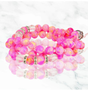 Avizar Bijou de Téléphone Bracelet à Perle Marbre 80cm Collection Marble Rose